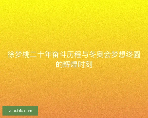 徐梦桃二十年奋斗历程与冬奥会梦想终圆的辉煌时刻